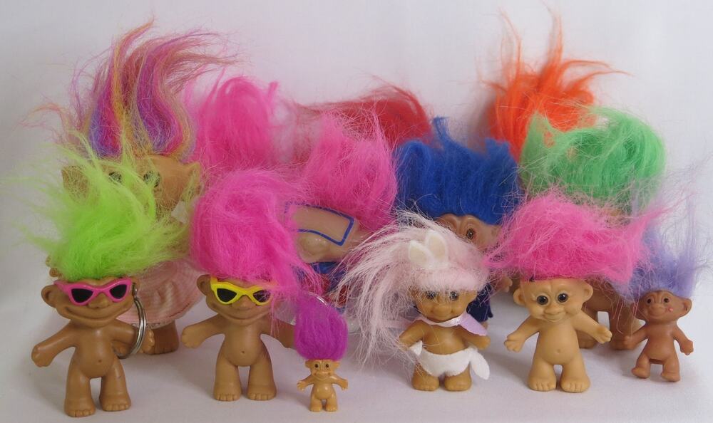 Vintage Trolls Dolls 1990s Set of 13 Keyring Pencil Topper Russ Uneeda Toys